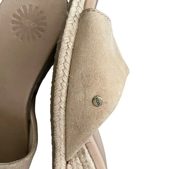 UGG Oatmeal Suede Wedge HeelEspadrilles /Sandals Women's Size 7.5
