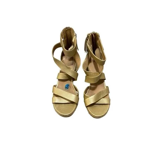 UGG Raquel Metallic Leather Ankle Strap Wedge Sandals Women’s Size 10