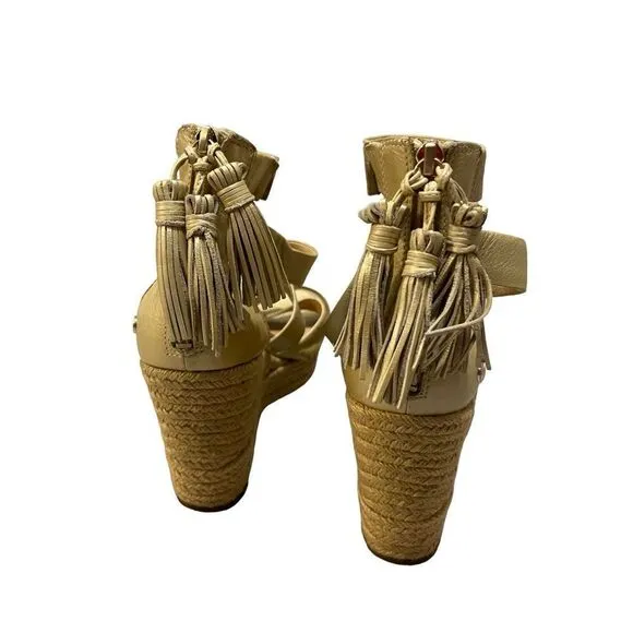 UGG Raquel Metallic Leather Ankle Strap Wedge Sandals Women’s Size 10