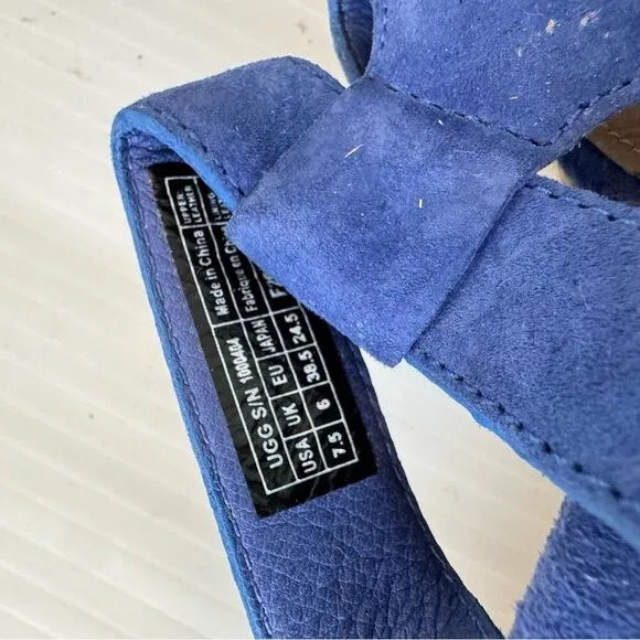 UGG Tawnie platfrom wedge espadrille sandals blue suede straps size 7.5 women’s
