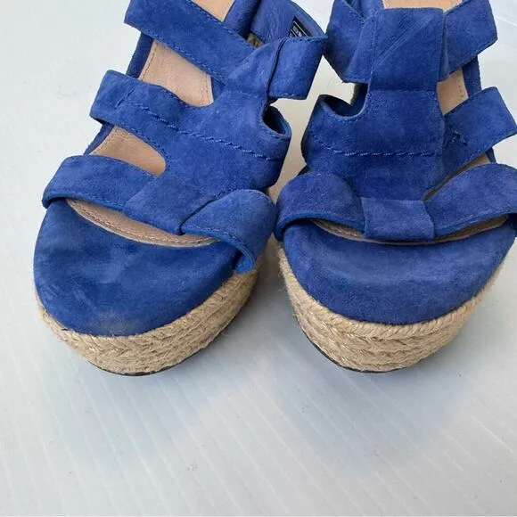 UGG Tawnie platfrom wedge espadrille sandals blue suede straps size 7.5 women’s