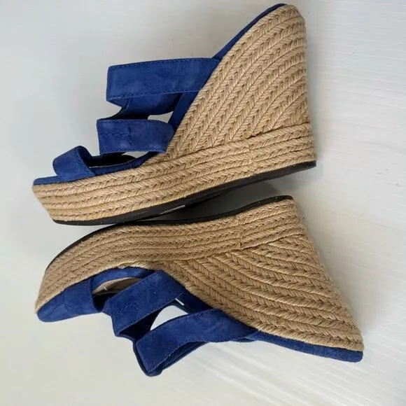 UGG Tawnie platfrom wedge espadrille sandals blue suede straps size 7.5 women’s
