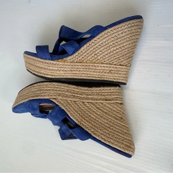 UGG Tawnie platfrom wedge espadrille sandals blue suede straps size 7.5 women’s