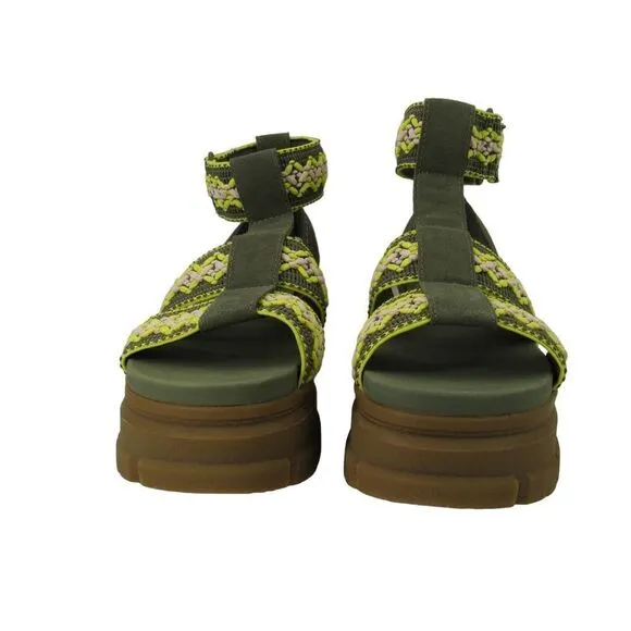 UGG Women's Ashton Heritage Braid Platform Sandals in Burnt Olive SZ 9