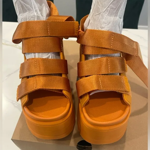 UGG Women's GoldenRise Orange Platform Sandals 7