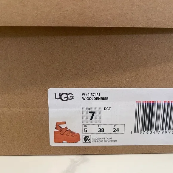 UGG Women's GoldenRise Orange Platform Sandals 7