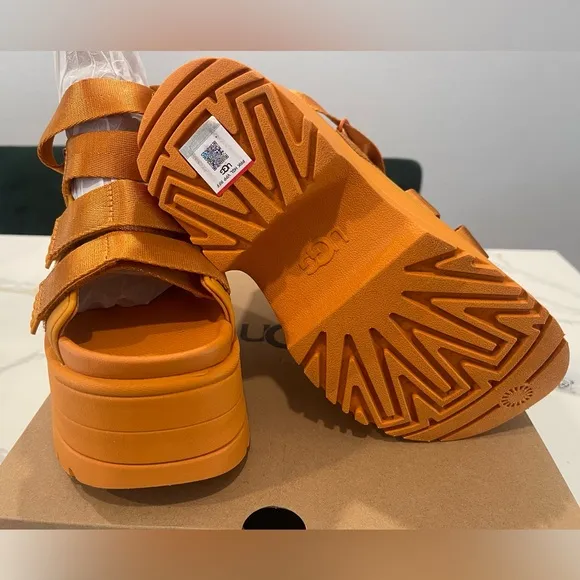UGG Women's GoldenRise Orange Platform Sandals 7