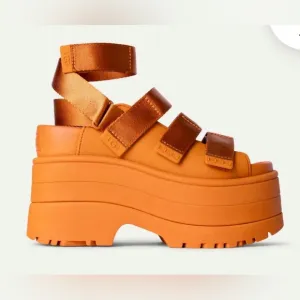 UGG Women's GoldenRise Orange Platform Sandals 7