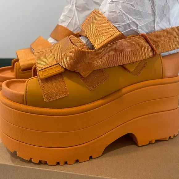 UGG Women's GoldenRise Orange Platform Sandals 7