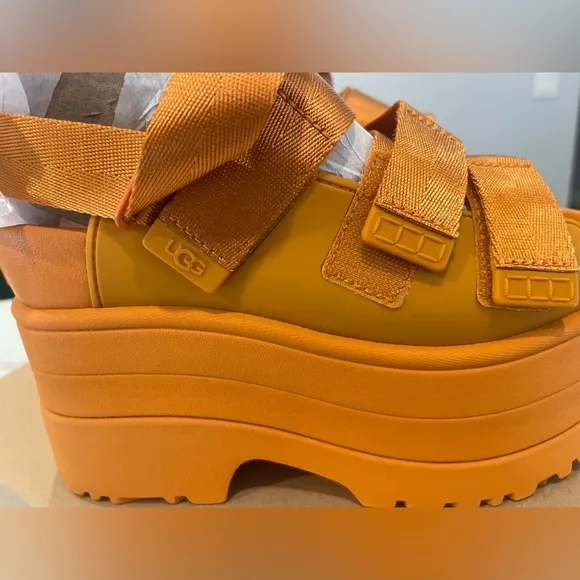 UGG Women's GoldenRise Orange Platform Sandals 7