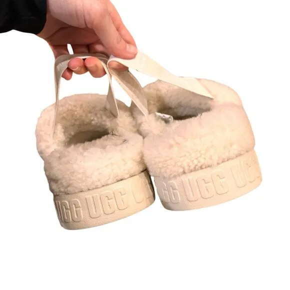 UGG Women's Oh Fluffita Slingback Sandals - Size 10 - Sheepskin Fuzzy Sl…
