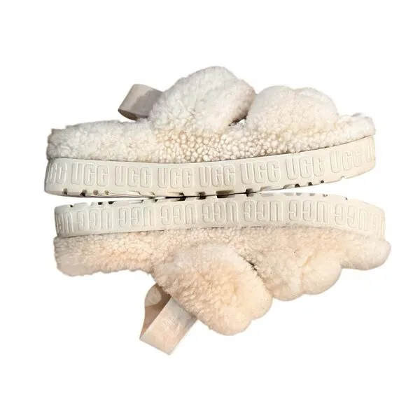 UGG Women's Oh Fluffita Slingback Sandals - Size 10 - Sheepskin Fuzzy Sl…