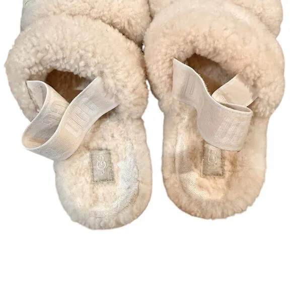 UGG Women's Oh Fluffita Slingback Sandals - Size 10 - Sheepskin Fuzzy Sl…