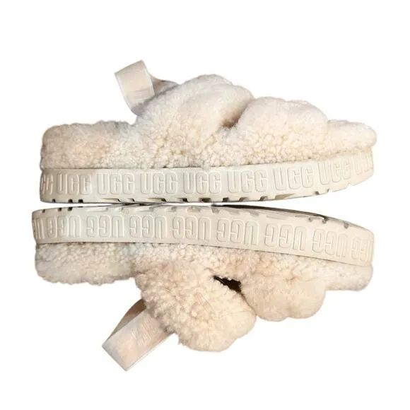UGG Women's Oh Fluffita Slingback Sandals - Size 10 - Sheepskin Fuzzy Sl…