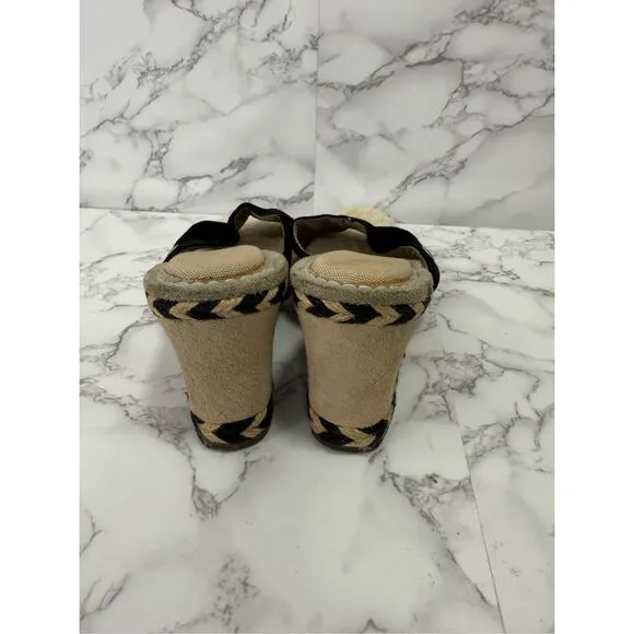UGG Women’s Suede &amp; Sherpa Sandals Wedge sz 7 # bag 20-MM