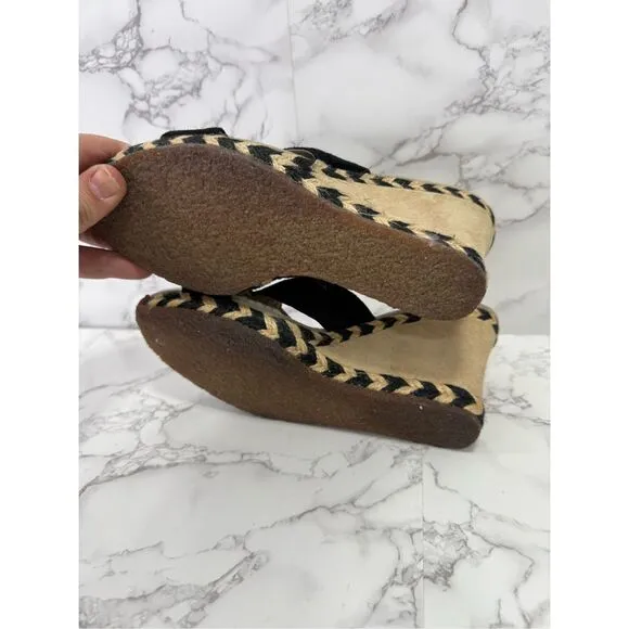 UGG Women’s Suede &amp; Sherpa Sandals Wedge sz 7 # bag 20-MM