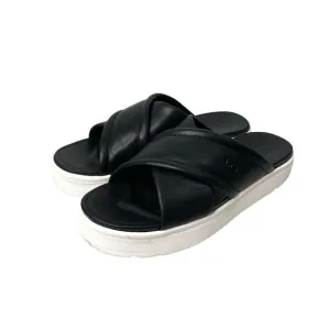 UGG Zayne Crossband leather slide sandals Size 6 black