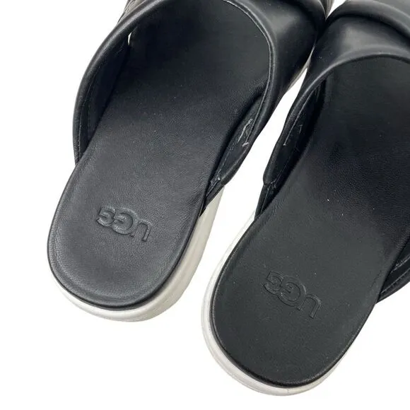 UGG Zayne Crossband leather slide sandals Size 6 black