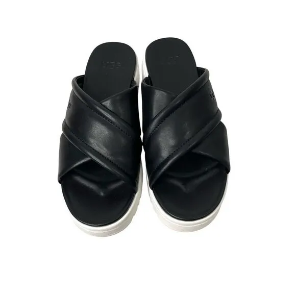 UGG Zayne Crossband leather slide sandals Size 6 black