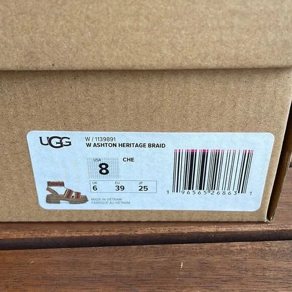 UGG Ashton Heritage Braid Sandals Chestnut USA Women Size 8/UK 6/EU 39