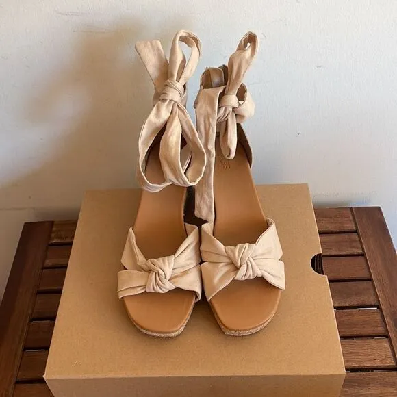 UGG Yarrow Espadrille Wedge Sandals Natural Canvas USA Women Size 10/UK 8/EU 41