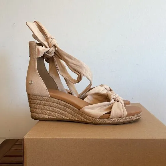 UGG Yarrow Espadrille Wedge Sandals Natural Canvas USA Women Size 10/UK 8/EU 41