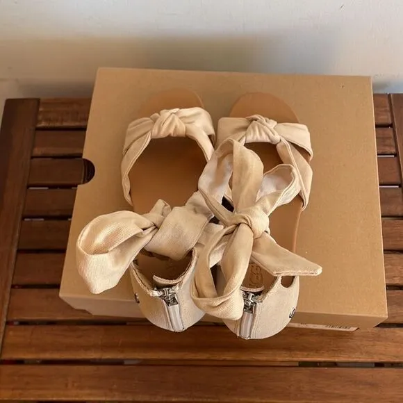 UGG Yarrow Espadrille Wedge Sandals Natural Canvas USA Women Size 10/UK 8/EU 41