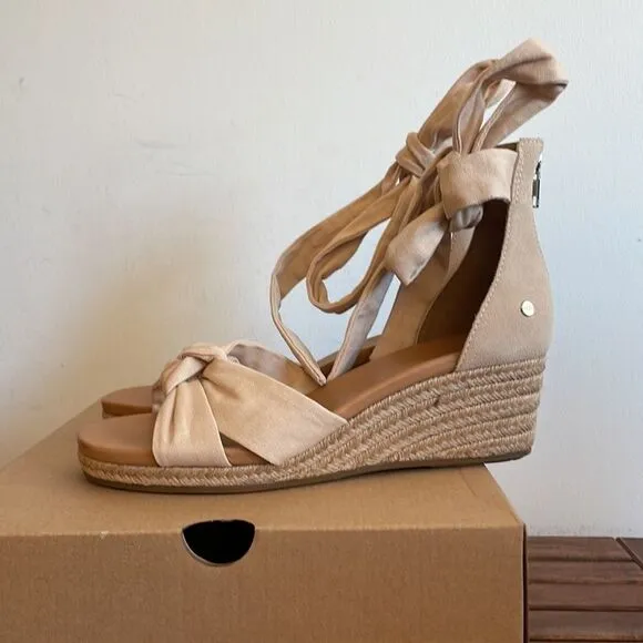 UGG Yarrow Espadrille Wedge Sandals Natural Canvas USA Women Size 10/UK 8/EU 41