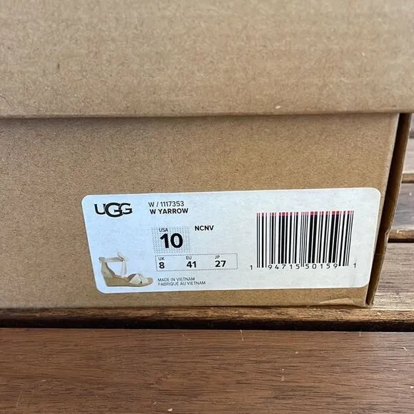 UGG Yarrow Espadrille Wedge Sandals Natural Canvas USA Women Size 10/UK 8/EU 41