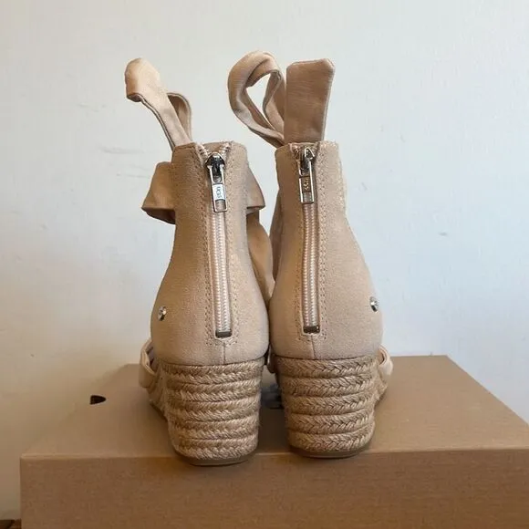 UGG Yarrow Espadrille Wedge Sandals Natural Canvas USA Women Size 10/UK 8/EU 41