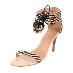 Ulla Johnson Clara Melange Sandal Pom Pom Tassel Wrap Heels IT 41/US 10.5-11
