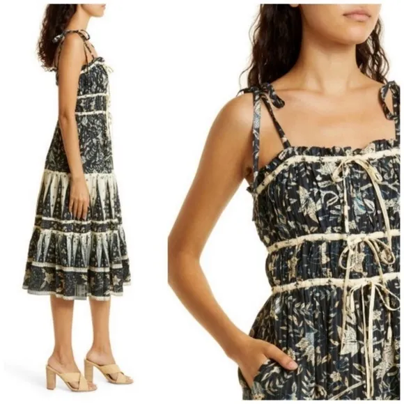 ULLA JOHNSON Indah Printed Midi Dress Sz 10