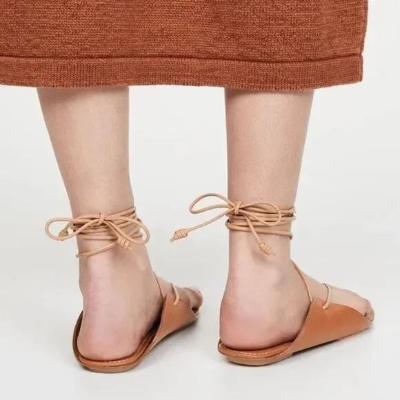 Ulla Johnson Saddle Brown Aidy Sandals Brown Leather Lace Up Size 40/ US 10
