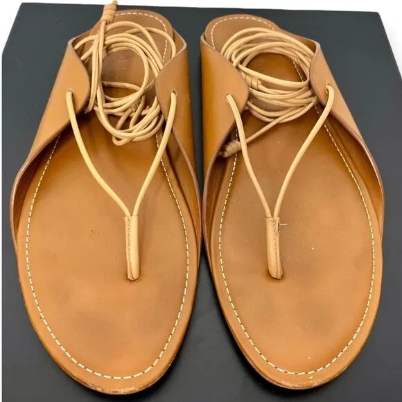 Ulla Johnson Saddle Brown Aidy Sandals Brown Leather Lace Up Size 40/ US 10