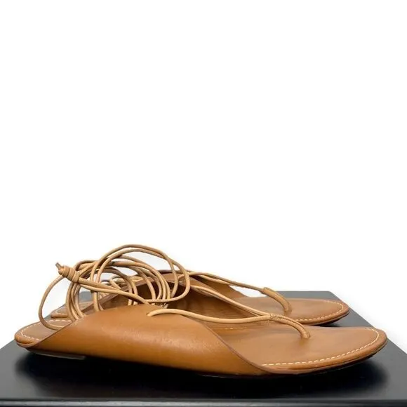 Ulla Johnson Saddle Brown Aidy Sandals Brown Leather Lace Up Size 40/ US 10