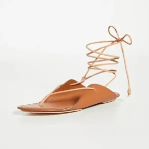 Ulla Johnson Saddle Brown Aidy Sandals Brown Leather Lace Up Size 40/ US 10