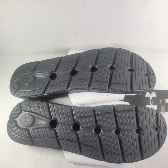 Under Armour Men Insite Pro SL Black &amp; White Adjustable Slide Sandals Size 17