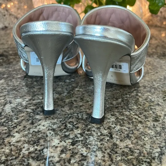 Valentino Jackie Silver Metallic Leather Sandals