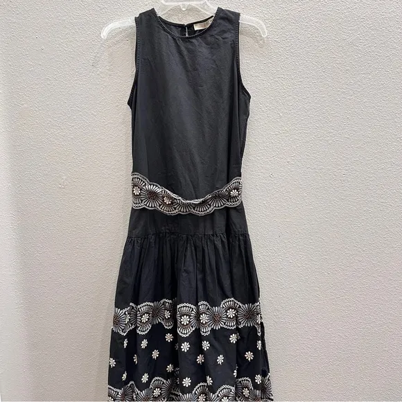 Vanessa Bruno Women's Size 38 Black Fit &amp; Flare Alais Dress Elegant Embroidered