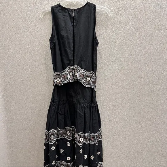 Vanessa Bruno Women's Size 38 Black Fit &amp; Flare Alais Dress Elegant Embroidered