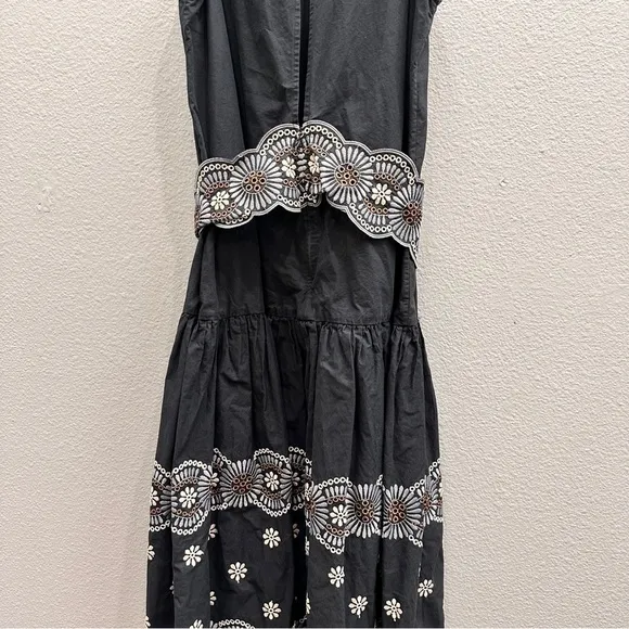 Vanessa Bruno Women's Size 38 Black Fit &amp; Flare Alais Dress Elegant Embroidered