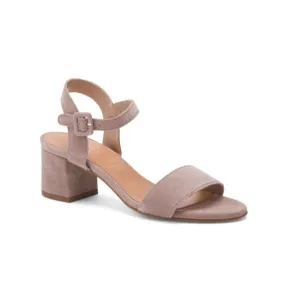 VERDEROSMARINO Natural Made In Italy Suede Ankle Sandals With Block Heel
