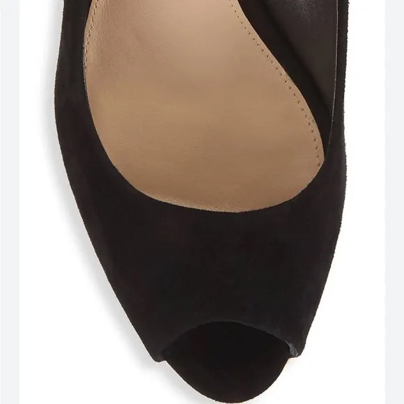 Veronica Beard Dali Peep Toe Suede Cork Wedge Sandals in Black 11M NWT $325