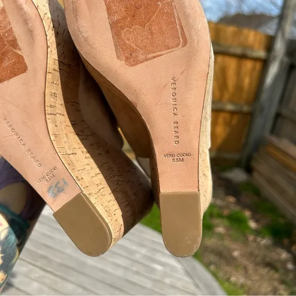 Veronica Beard Dali Suede Peep-Toe Wedge Sandals in Sand Size 8.5