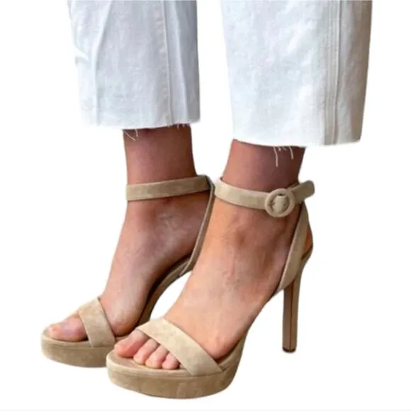 Veronica Beard Darcelle Tan Suede Platform Sandals Size 9
