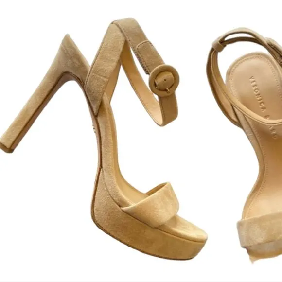 Veronica Beard Darcelle Tan Suede Platform Sandals Size 9