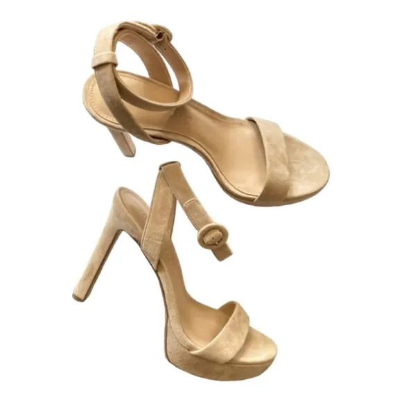 Veronica Beard Darcelle Tan Suede Platform Sandals Size 9