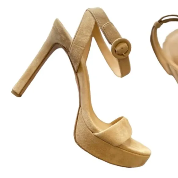 Veronica Beard Darcelle Tan Suede Platform Sandals Size 9
