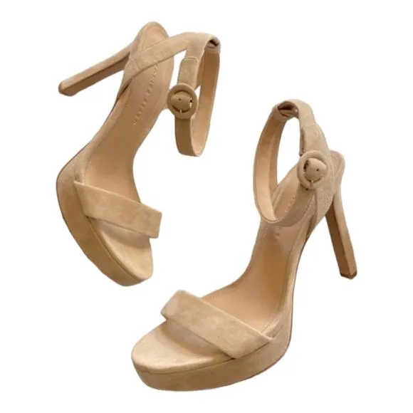 Veronica Beard Darcelle Tan Suede Platform Sandals Size 9