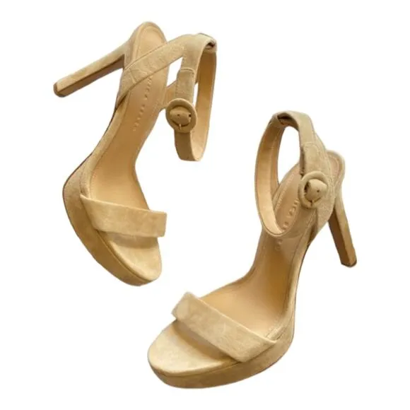 Veronica Beard Darcelle Tan Suede Platform Sandals Size 9